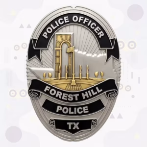 Forest Hill Police Badge with Gold Arch Monument and Black Scrolls