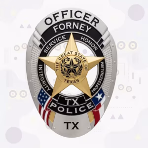 Forney Police Badge with Gold Star and Great State of Texas Seal