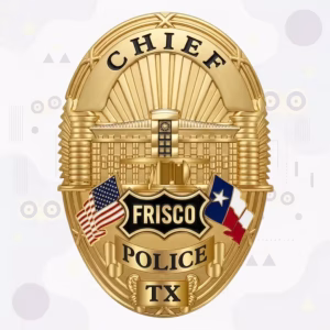Frisco Police Badge with Gold Civic Facade and Enamel Flags