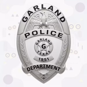 Garland Police Badge with Silver Eagle Shield and Star-G Seal