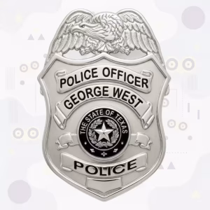 George West Police Badge with Silver Eagle-Top Shield and Texas Seal