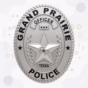 Grand Prairie Police Badge with Silver Star and GP Monogram