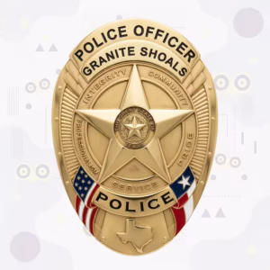 Granite Shoals Police Badge with Gold Star and Values Ring