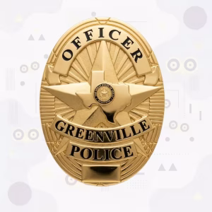 Greenville Police Badge with Gold Star and Raised Texas Map