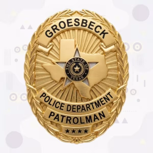 Groesbeck Police Badge with Texas Map and Silver Center Star
