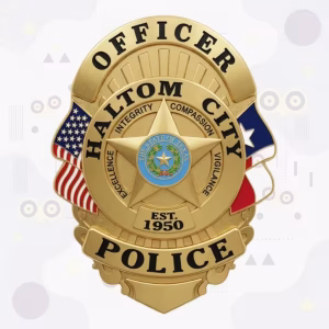 Haltom City Police Badge with Gold Star and Values Ring