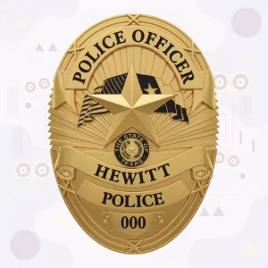 Hewitt Police Badge with Gold Star and Tonal Draped Flags