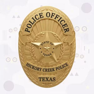 Hickory Creek Police Badge with Gold Star and Laurel Border