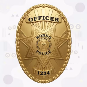 Hondo Police Badge with Gold Seven-Point Star and Texas Seal