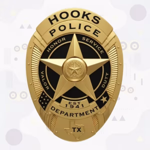 Hooks Police Badge with Black Values Ring and Gold Star