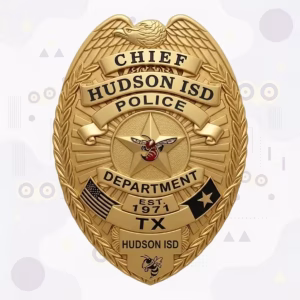Hudson ISD Police Badge with Gold Star and Hornet Mascot