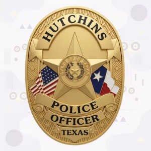 Hutchins Police Badge with Gold Star and Enamel Flags