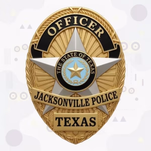 Jacksonville Police Badge with Silver Star and Blue Texas Seal