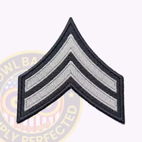 Silver Grey Dallas Police Senior Corporal Chevron on Black