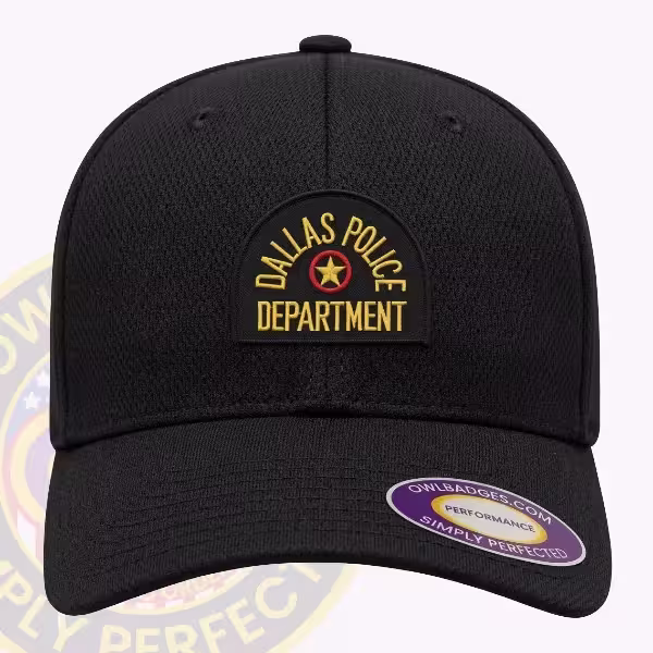 Custom structured cap with a full-color applied police department patch