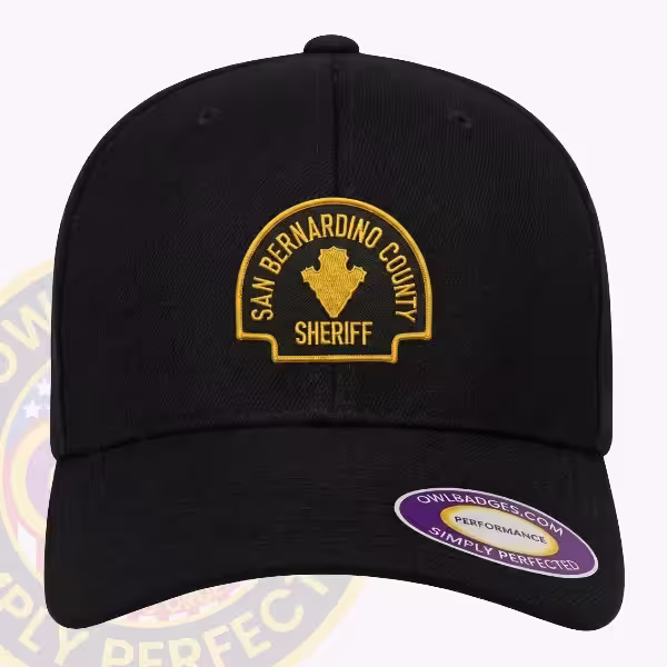 Custom structured dad cap with an applied sheriff department patch