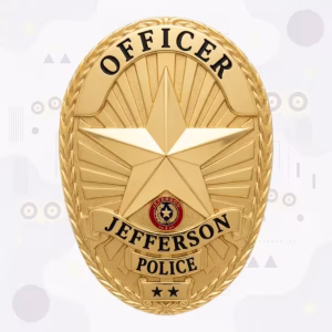 Jefferson Police Badge with Gold Star and Enamel City Seal
