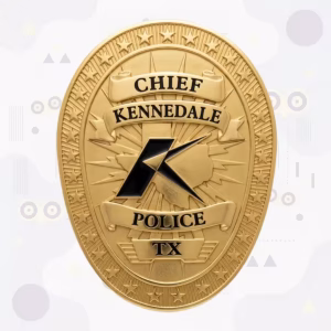 Kennedale Police Badge with Black Enamel K Monogram