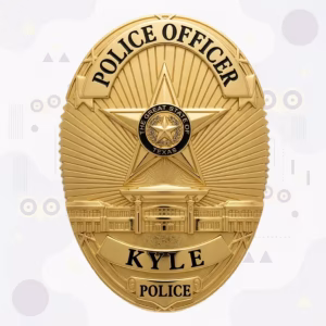 Kyle Police Badge with Gold Star and Civic Building Relief