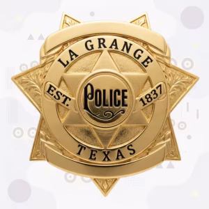 La Grange Police Badge with Seven-Point Star and EST. 1837 Band