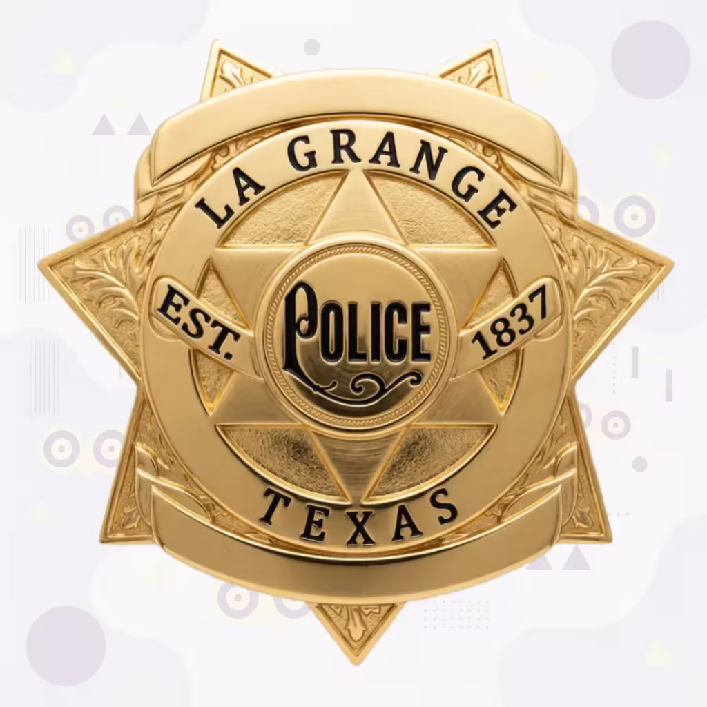 La Grange Police Badge with Seven-Point Star and EST. 1837 Band