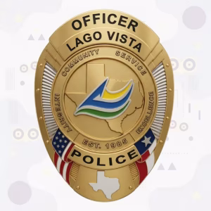 Lago Vista Police Badge with Values Ring and Enamel City Logo
