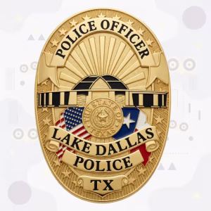 Lake Dallas Police Badge with Black Bridge Span and Texas Seal