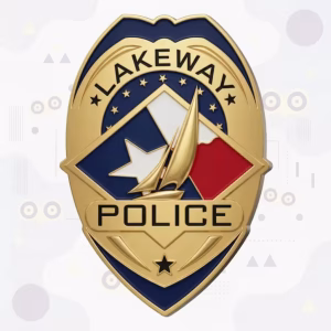 Lakeway Police Badge with Blue Shield and Gold Sailboat