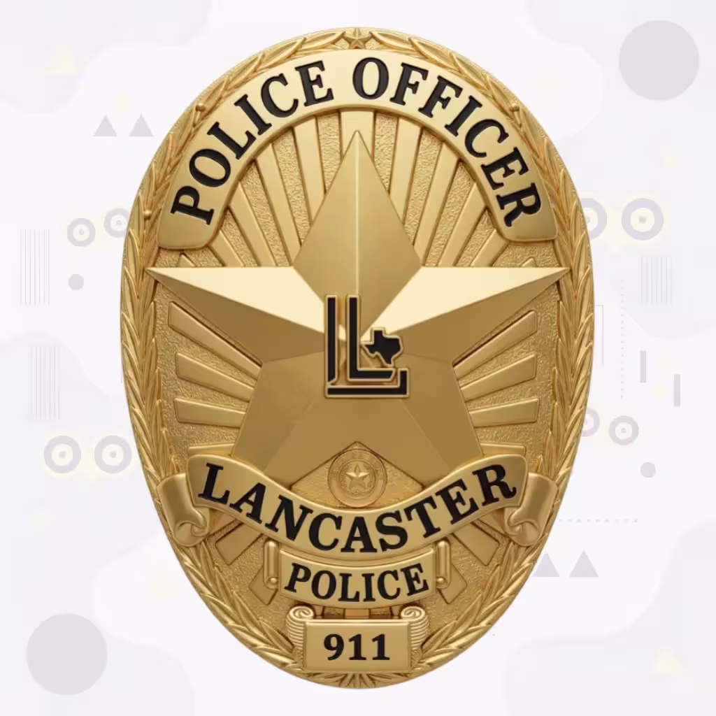 Lancaster Police Badge with Gold Star and L Monogram