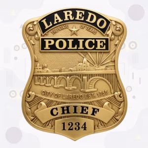 Laredo Police Badge with Arch Bridge and Skyline Relief