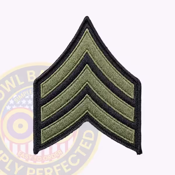 LVMPD Sergeant Chevron with Olive Green Stripes on Black