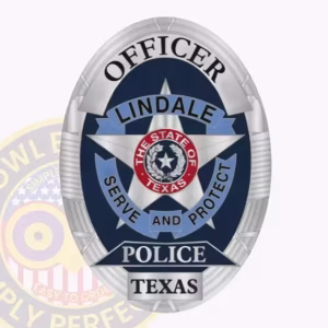 Lindale Police Badge with Silver Star and Serve and Protect Ring