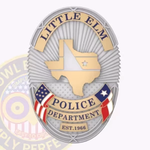 Little Elm Police Badge with Two-Tone Oval and Gold Texas Map