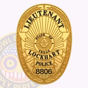 Lockhart Police Badge with Gold Laurel Oval and Texas Seal
