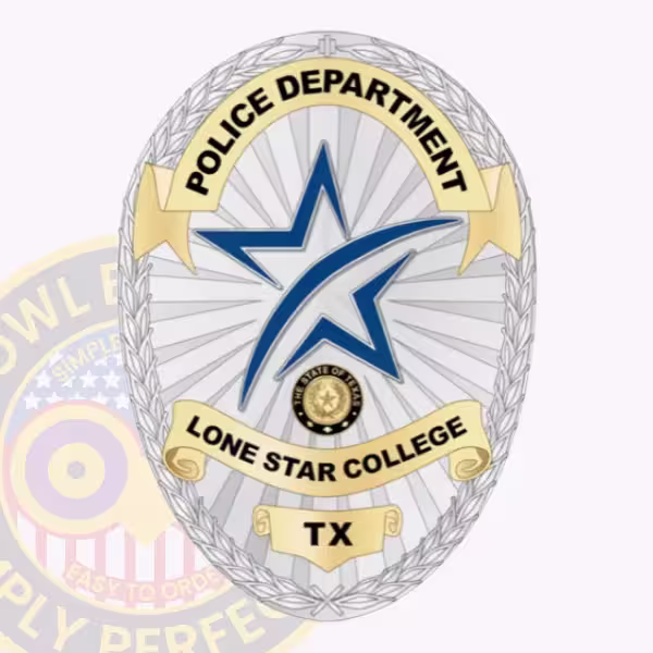 Lone Star College Police Badge with Blue Enamel Star Logo