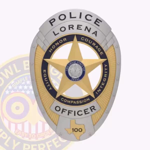 Lorena Police Badge with Navy Values Ring and Gold Star