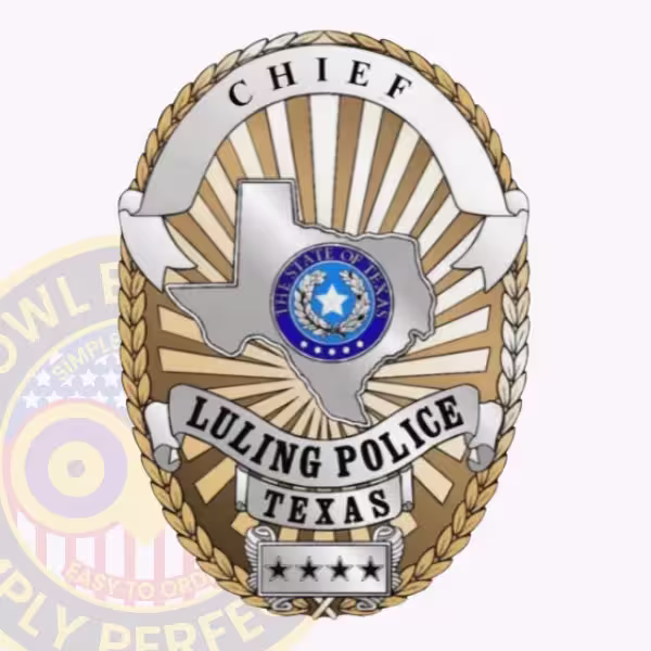 Luling Police Chief Badge with Texas Map and Four Stars