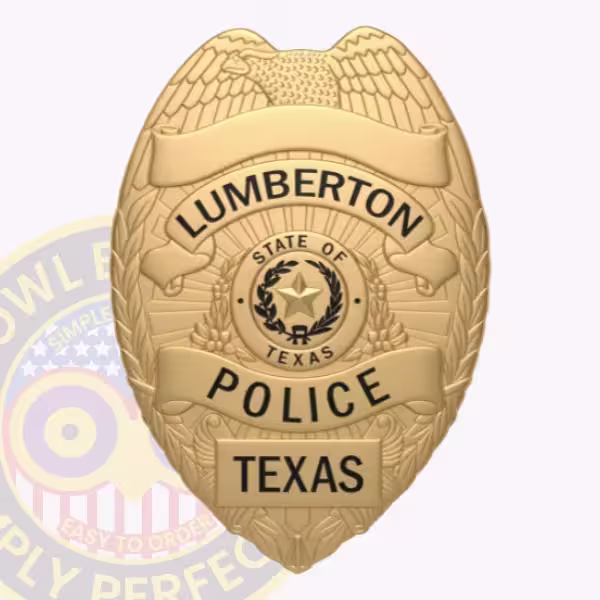 Lumberton Police Badge with Gold Eagle and Engraved Seal