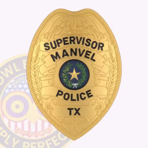 Manvel Police Supervisor Badge with Color Texas Seal