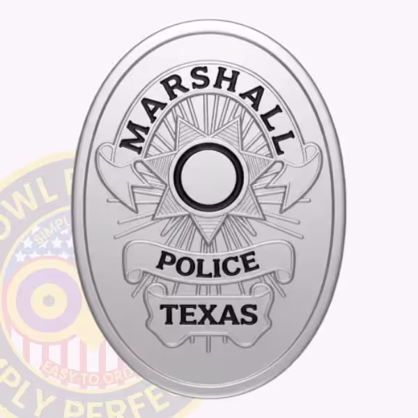 Marshall Police Badge with Seven-Point Star and Black Ring