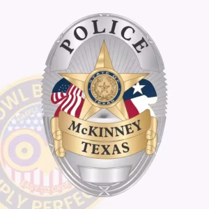 McKinney Police Badge with Gold Star and Draped Flags