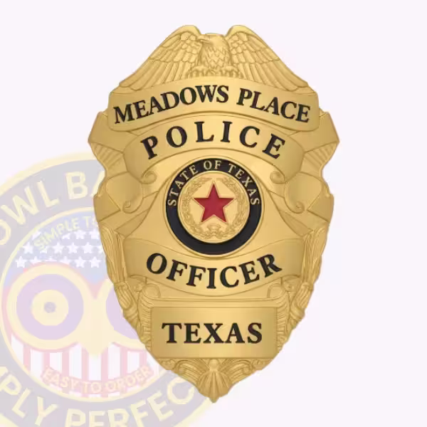 Meadows Place Police Badge with Red Star Seal