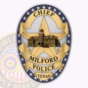 Milford Police Chief Badge with Star and Historic Building