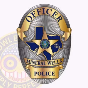 Mineral Wells Police Badge with Texas Map and Est 1882