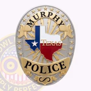 Murphy Police Badge with Lightning Rays and Flag Map