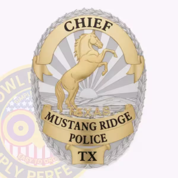 Mustang Ridge Police Chief Badge with Rearing Mustang