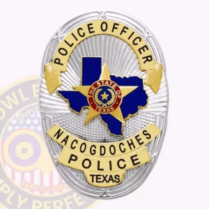 Nacogdoches Police Badge with Texas Map and Gold Star