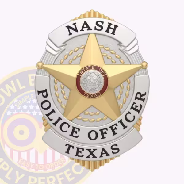 Nash Police Badge with Gold Star and Rope Circle