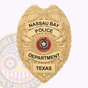 Nassau Bay Police Badge with Gold Eagle and State Seal