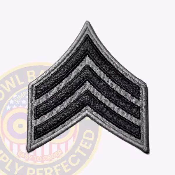 NYSP Sergeant Chevron with Black Stripes on a Grey Field